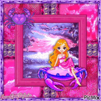 {♥}Girl on Crab in Pink & Purple{♥} - Бесплатни анимирани ГИФ