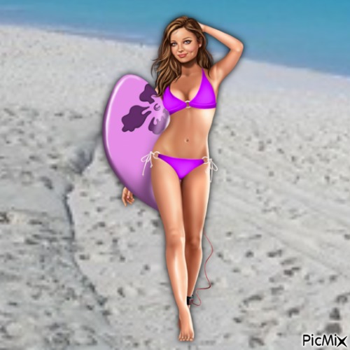 Cute beach lady - nemokama png