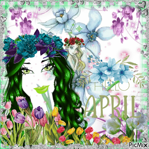 Hello April!  🌷🌷🙂 - Gratis animeret GIF