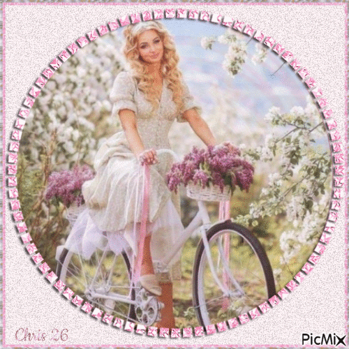 Lady on a bicycle - GIF animate gratis