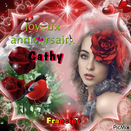 Joyeux Anniversaire a mon amie Cathy ♥♥♥ - GIF animé gratuit
