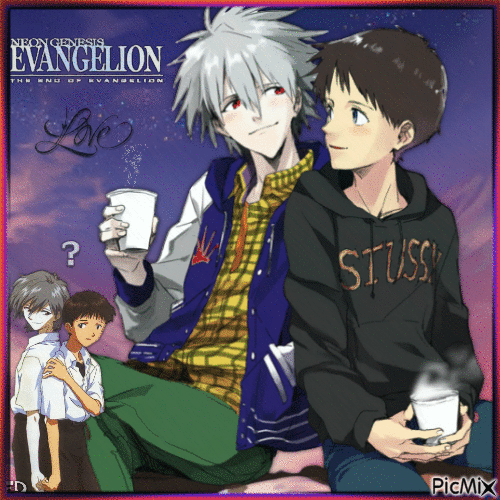 Shinji x Kaworu - Neon Genesis Evangelion - Бесплатни анимирани ГИФ