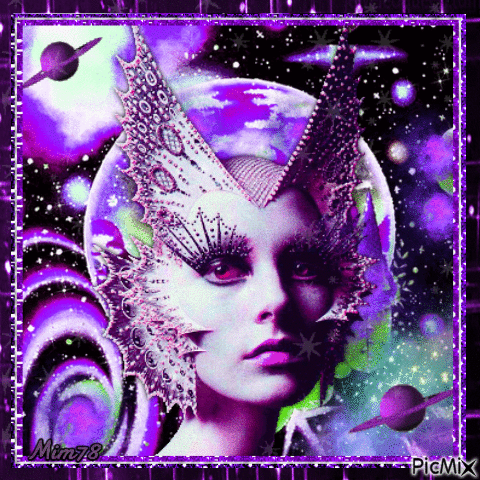 Femme extraterrestre - Nuances de violet - Δωρεάν κινούμενο GIF
