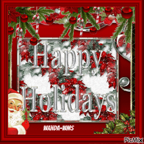 Happy Holidays- Christmas-santa-flowers - Animovaný GIF zadarmo