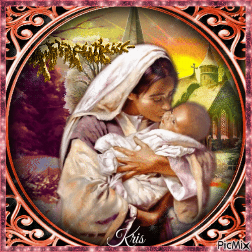 La Vierge Marie et l'enfant Jésus - GIF animasi gratis