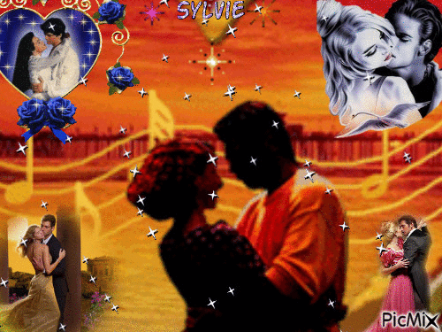 couples et coucher de soleil  ma création a partager sylvie - Bezmaksas animēts GIF