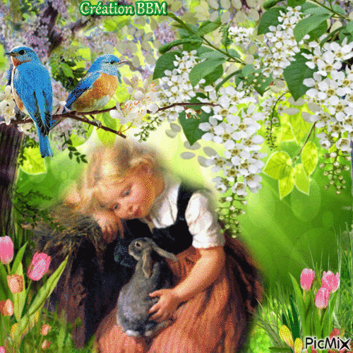 La fillette et son lapin par BBM - 無料のアニメーション GIF