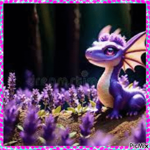 Dragon de lavande - Gratis animerad GIF