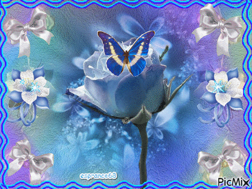 Papillon bleu - Безплатен анимиран GIF