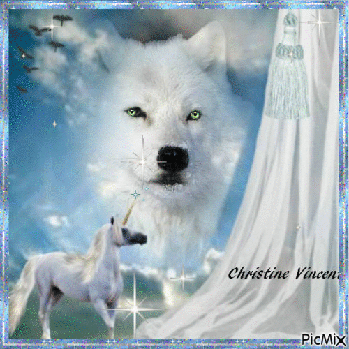White Wolf &Unicorn - Besplatni animirani GIF