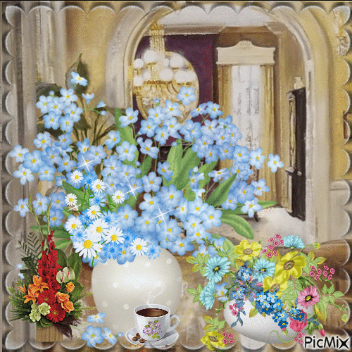 Bouquet dans la Piéce - GIF animado grátis