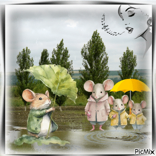 Ecoutez la belle musique de la pluie - Animovaný GIF zadarmo