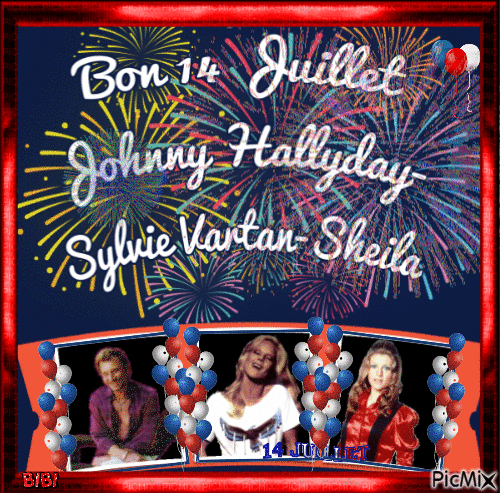 Bon 14 Juillet Johnny-Sylvie-Sheila - GIF เคลื่อนไหวฟรี