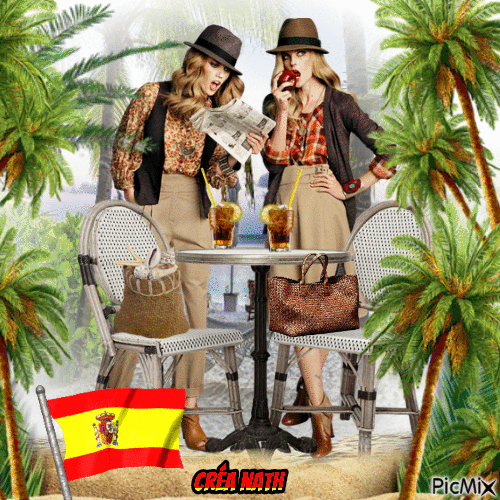 Les jumelles en Espagne, concours - Бесплатный анимированный гифка