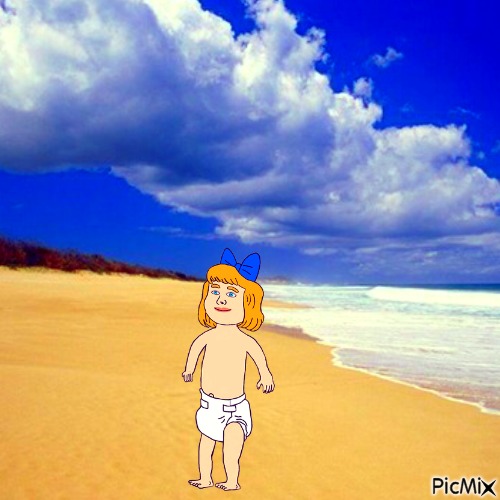 Baby at beach - nemokama png