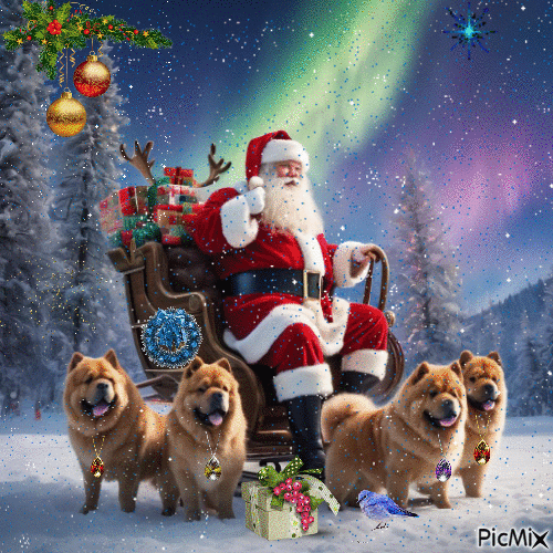 AI Santa with chows 2023 - Ingyenes animált GIF
