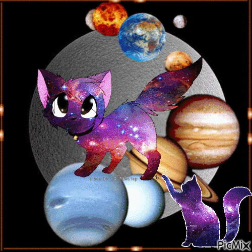 Fictional Purple Cat in Space - GIF animado gratis