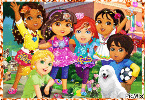 Dora and friends by Aline Sophie - Bezmaksas animēts GIF