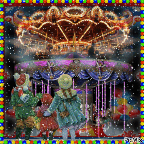The enchanted Christmas carousel - Бесплатный анимированный гифка