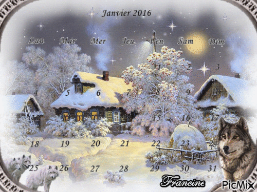calendrier de Janvier 2016 ♥♥♥ - Ücretsiz animasyonlu GIF