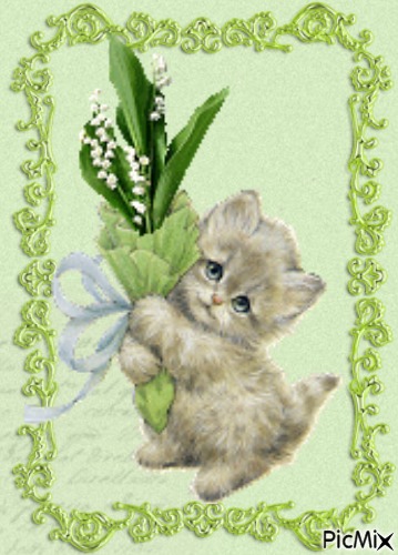 lily of the valley, kitten - PNG gratuit