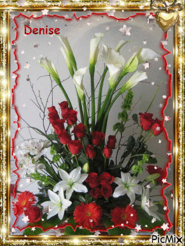 fleurs rouges et blanches - Бесплатный анимированный гифка