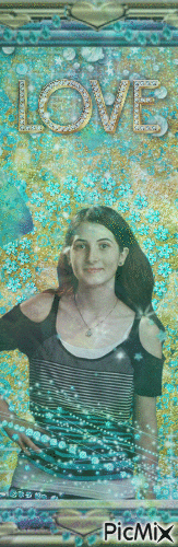 Gold and Turquoise Portrait of Me - GIF animé gratuit