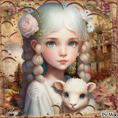 Enfant et mouton - Безплатен анимиран GIF