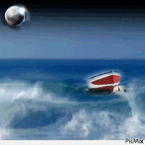 pleine lune dans l'ocean - Darmowy animowany GIF