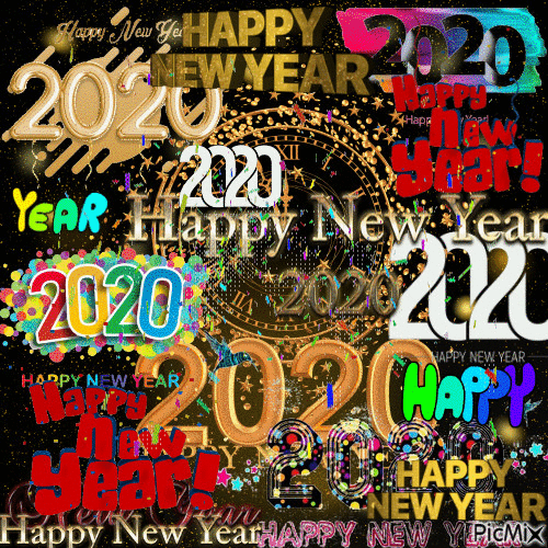 Happy New Year 2020;) - GIF animé gratuit