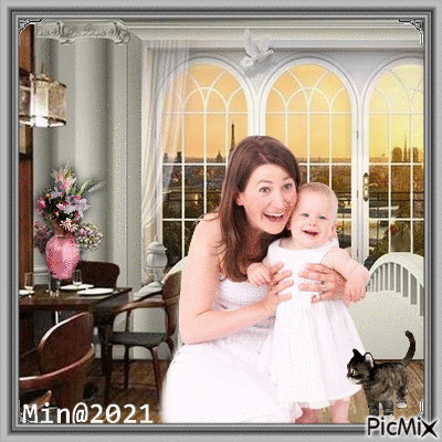 Min@    mor och baby - Ingyenes animált GIF