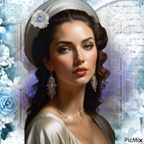 Portrait de femme au chapeau blanc - Bezmaksas animēts GIF