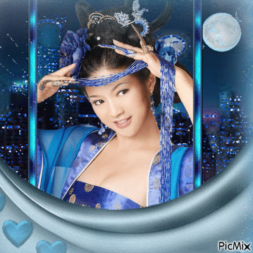Mujer vestida de Azul - Darmowy animowany GIF