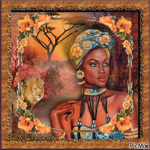 Mulher africana - Multicolor - Animovaný GIF zadarmo