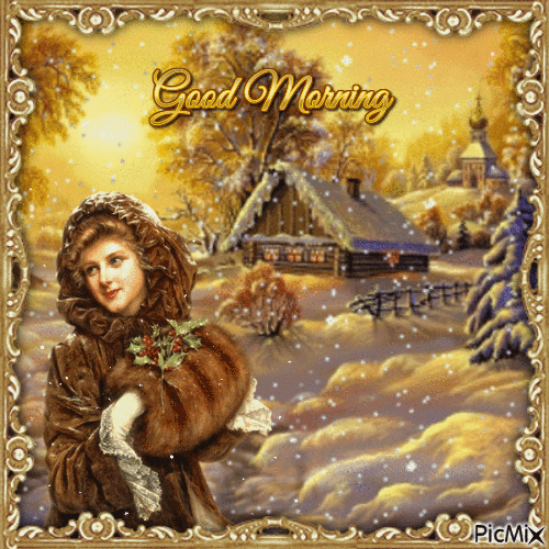 Good Morning Vintage Winter Country - Darmowy animowany GIF