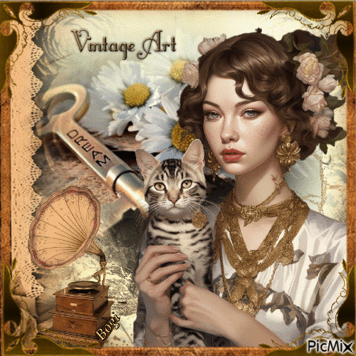 Creation in vintage style... - Free animated GIF