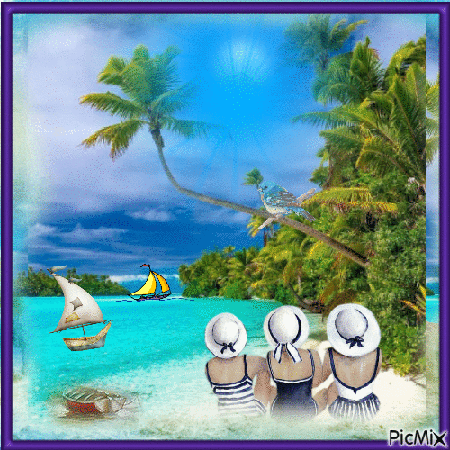 Praia tropical - GIF animado grátis