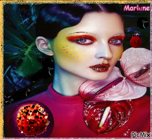 Portrait Woman Colors Makeup Deco Glitter - GIF animado gratis