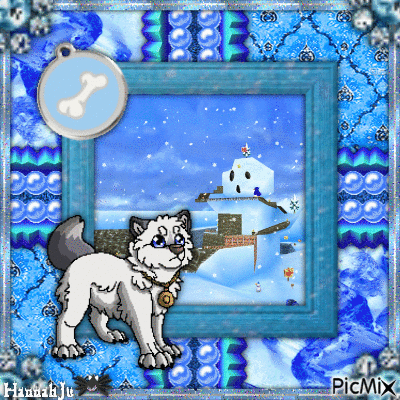 {Cute Doggie at Snowman's Land} - GIF animé gratuit