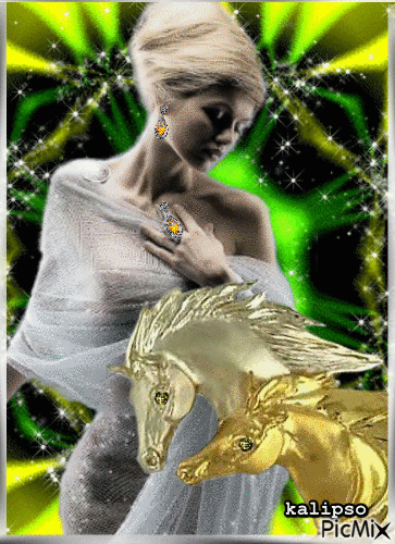 Golden horses - Free animated GIF