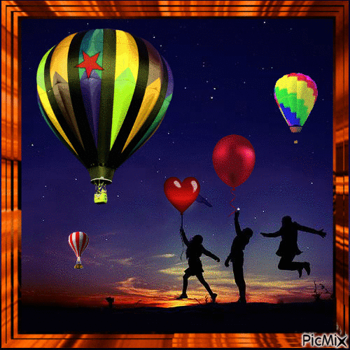 Night balloons - GIF animado gratis