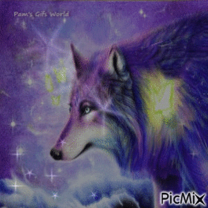 Purple Fantasy Wolf - GIF animado grátis