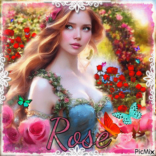 Woman between roses - Ingyenes animált GIF
