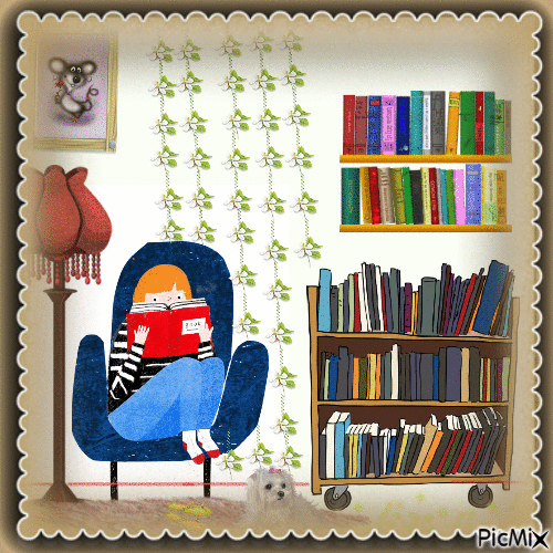 Reading a Book - Free animated GIF