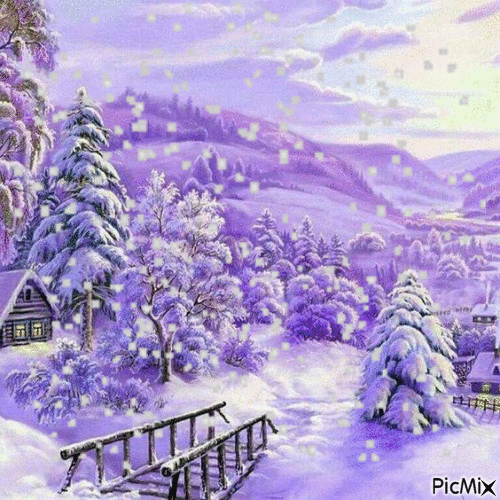 snow fall landscape - Безплатен анимиран GIF