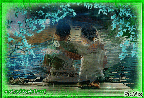 Brother and sister in a stormy day - GIF animate gratis