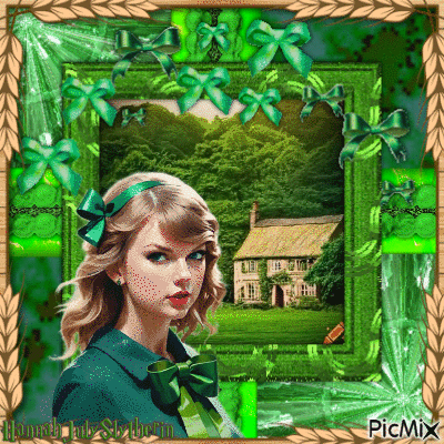{♫#♫}Taylor Swift with Green Bow{♫#♫} - GIF animate gratis