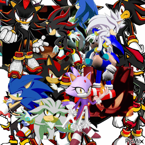 sonic and shadow and silver and blaze - GIF animé gratuit