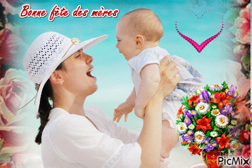 fête des mères - Бесплатный анимированный гифка