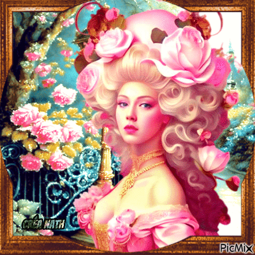 Portrait de femme et des roses - Besplatni animirani GIF